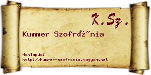 Kummer Szofrónia névjegykártya